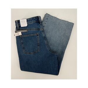 Talbots Jeans Womens 6 Blue Wide Leg Crop High Waist Frayed Hem Ombre‎ NEW